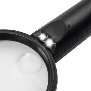 Лупа BRAUBERG ручная 3x, 75 мм, с подсветкой, черная (454130), изображение 2