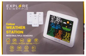 Метеостанция Explore Scientific с цветным экраном и тремя датчиками, белая, изображение 13
